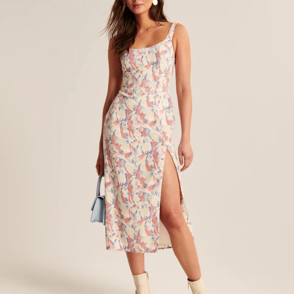 Abercrombie & Fitch corset midi dress multicolor